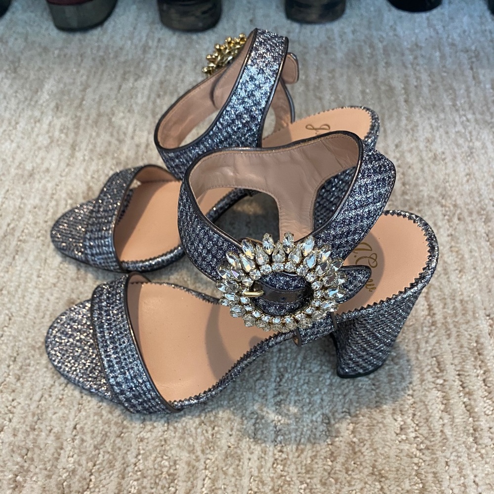 JCrew tweed glitter heels